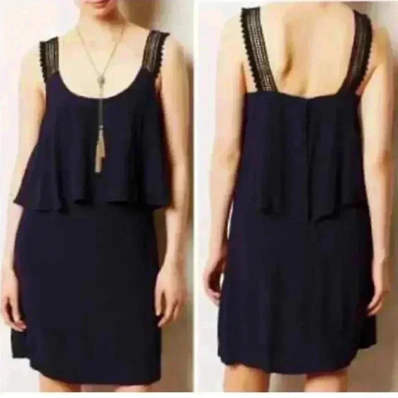 Maeve Dresses & Skirts - Anthropologie Maeve Navy Blue Crochet Tiered Layered Tisana Dress